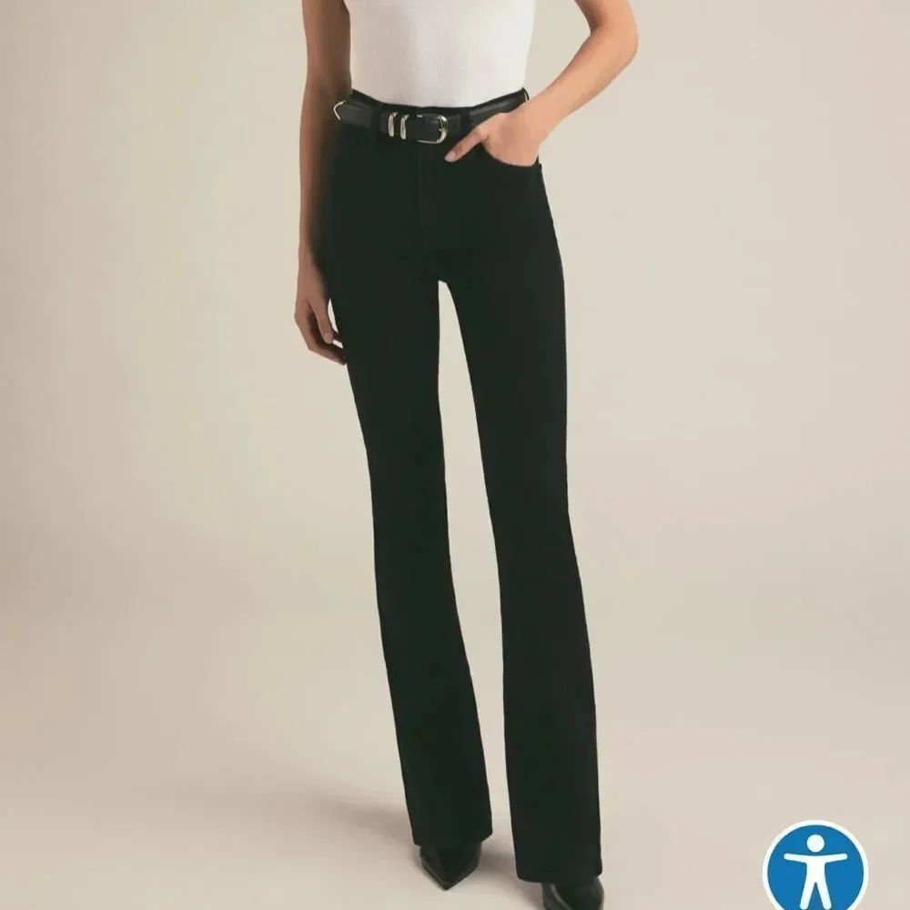 Favorite Daughter The Valentina Super High Rise Mini Boot Black Jeans Women’s 30